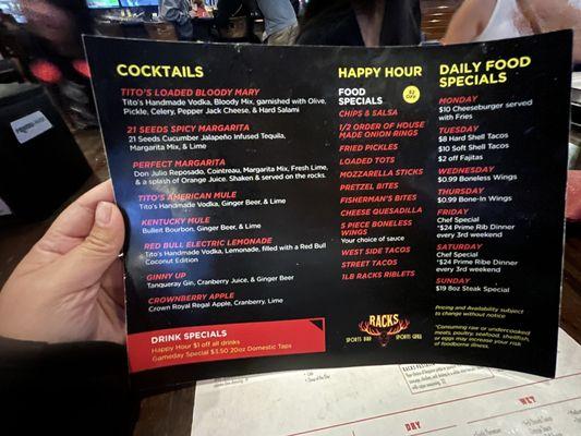 Happy Hour Menu