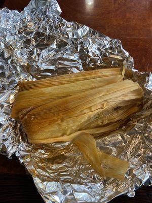 Pork tamales with red sauce