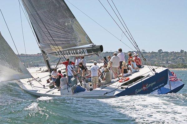 Sunny day sailing up San Diego Bay.  www.sailusa11.com