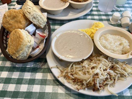 Two Eggs, Grits, Hashbrowns & Gravy