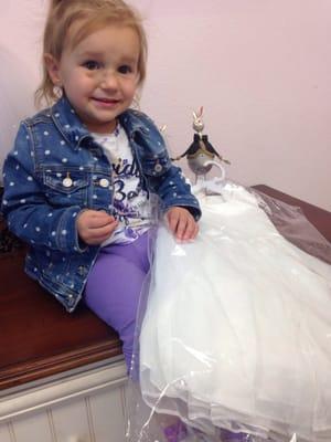 My two year old with her "Cinderella" dress.