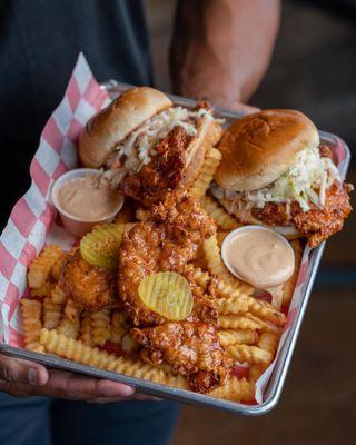 Hot Chicken Sandwiches & Tenders with Krinkle Kut Fries