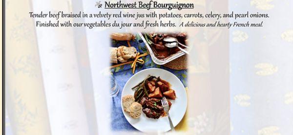 The menu of what the beef bourguignon should be