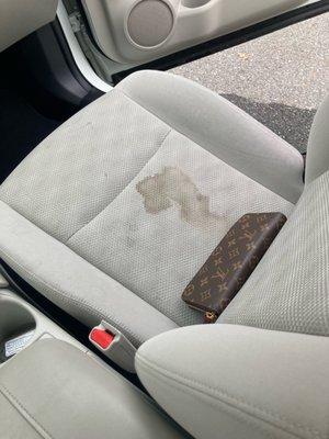 Stained passenger seat