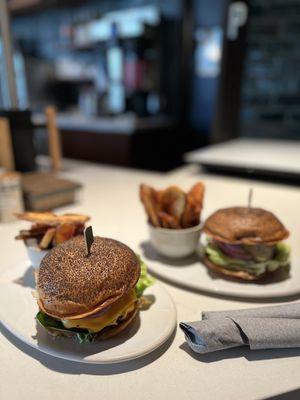 Burgers at lunch, with crispy potato wedges. Yum! Worth $19? You decide...