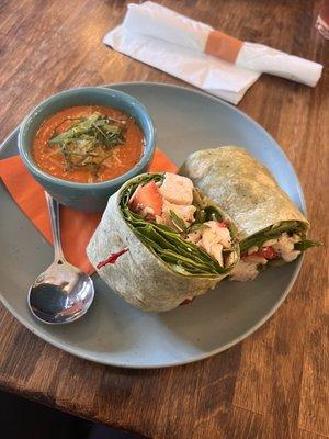 Strawberry Salad Spinach WRAP and Tomato Basil soup