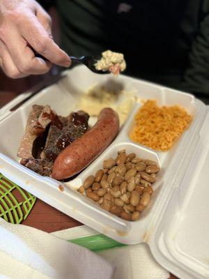 #7 Brisket Plate with Rib & Sausage