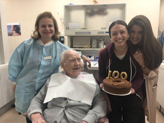 At Gentle Dental we created beautiful smiles and long time friendships. Happy to celebrate Mr. Olson's 100th year Birthday.