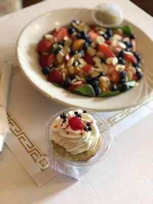 Regular Menu Item: Fruited Spinach Salad, StoryBook Sweets Cupcake