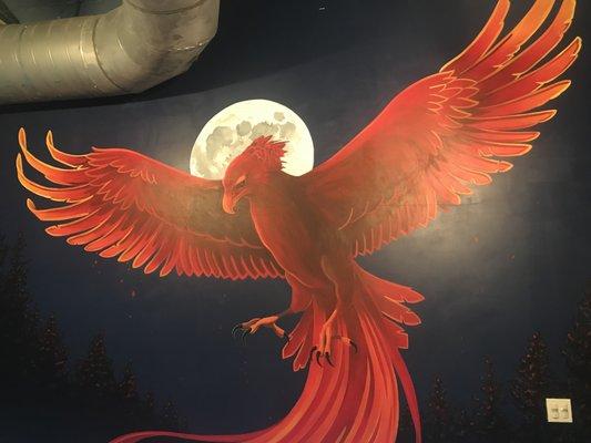 Local artist Katherine Makowsky painted this iconic phoenix for us.