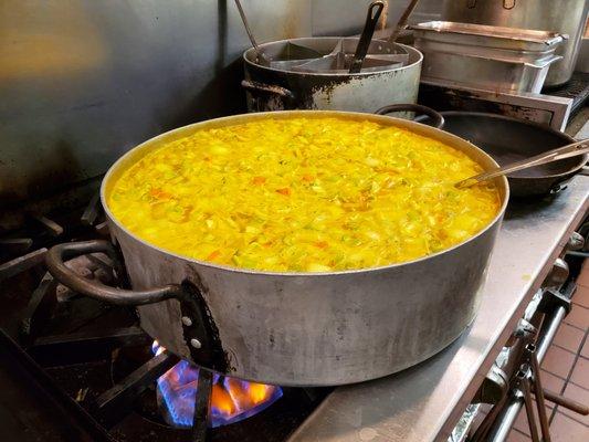 Chicken Curry on the stove.