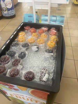 Ready to eat fresh fruit in cup holder friendly packaging.