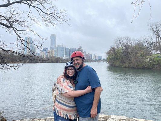 Great Pic Michael! This is me and Sande early on during the tour! Beautiful Austin Skyline!