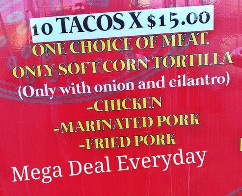 Mega Deal Everyday only Buck Fifty must purchase 10 to get this deal