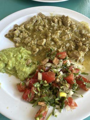 Chili Verde plate. My wife and I asked for no tortillas no beans and no rice because, current status, we are keto.