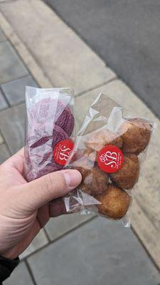 Ube cookie and churro donut bites