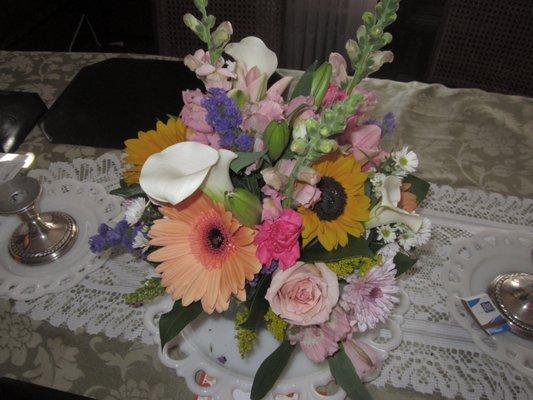 Lovely fall arrangement with callas, gerber daisies and sunflowers!