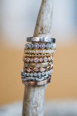 An array of stackable rings in the store.