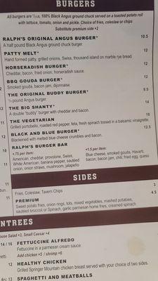 Burgers and Sides Menu Sections Aug 2023