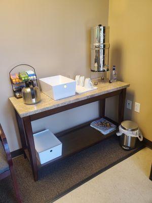 Hot Tea and water available for our clients