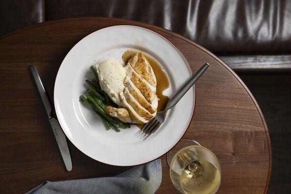 Roast Chicken | pomme puree, haricot vert, jus