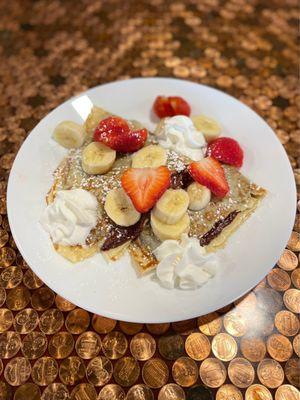 Nutella, strawberry, banana crepe