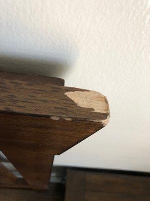 significant damage to wood furniture