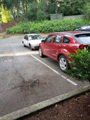 Double parked vehicles even when a spot is open.