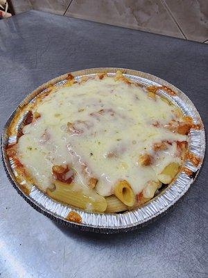 Fresh baked ziti to perfection!