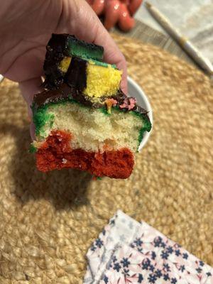 Rainbow cookie cupcake