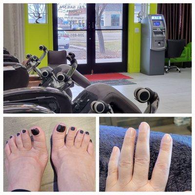 Salon picture and manicure and pedicure.