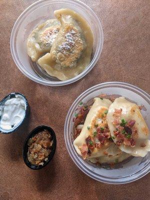 DELICIOUS potato and onion pierogis with Nutella dessert pierogis to-go.