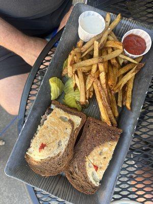 Party melt on marble rye with house made fries