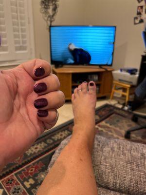 Gel on my real nails and feet to match