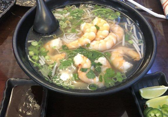 Pho soup with shrimp is excellent! Wow I  it