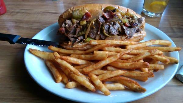 8" Loaded Roundup Cheesesteak with fries. So flavorful, but I think I ate two days worth of calories even though I ate half.