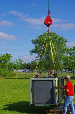 Ready to lift condenser.