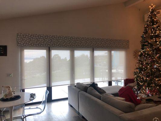 Solar shades with fabric valance