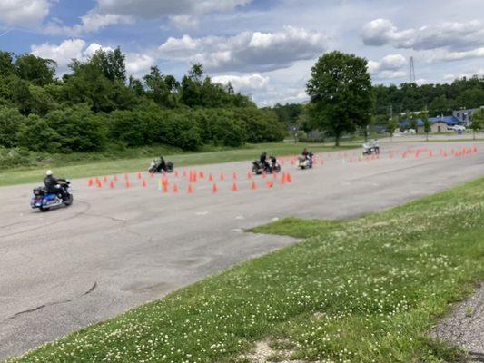 Police motorcycle training in the park ...