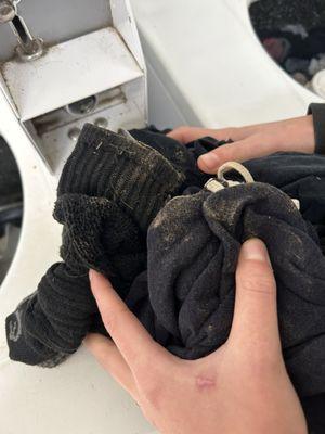 Mud on our clothes from washer