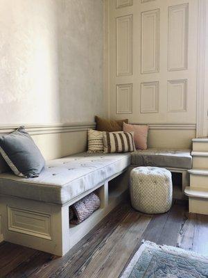 Gorgeous built-in seating & storage at a condo in Rittenhouse.