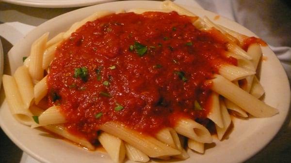 Penne pasta with marinara sauce (came with chicken marsala)