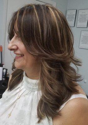 Highlights and blow dry