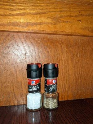 Granulated salt and pepper