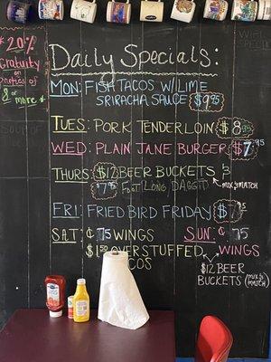 Daily specials