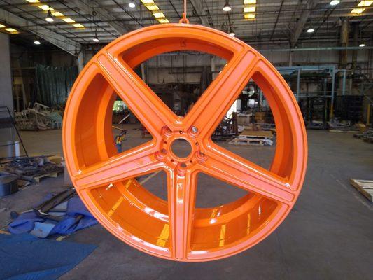 Polaris wheels blasted and powder coated orange madness