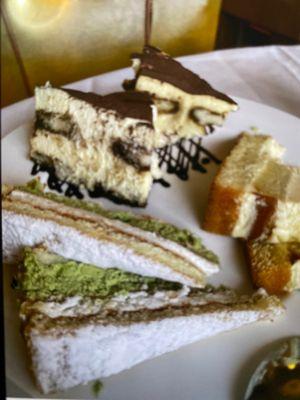 Dessert- tiramisu, pistachio cake, lemon cake