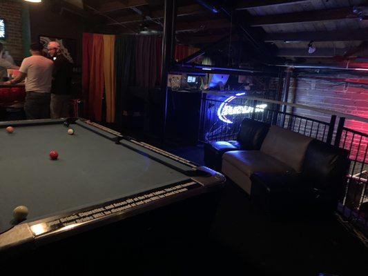 Upstairs pool tables