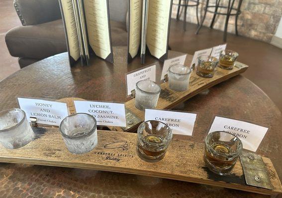 Flight of vodka and bourbon