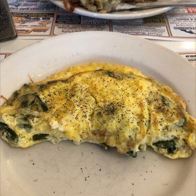 Asparagus and cheese omelette